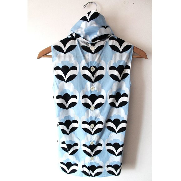 Miu Miu Pop-Print Bow-Back SS17 Runway Top / Size 36 / US 0 / Light Blue - Picture 7 of 15